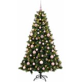  Umjetno božićno drvce s kuglicom 210 cm 300 LED lampica - Zelena 210 cm s LED-ima i ružičastim lopticama | shoptok.hr