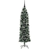 vidaXL Umetno vitko božično drevo med 300 LED Zelena in bela 180 cm | Shoptok.si