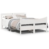 Maison Chic Posteljni okvir - Dvoposteljna postelja - Zakonska postelja z vzglavjem bel 150x200 cm trdna borovina, (21694548) | Shoptok.si