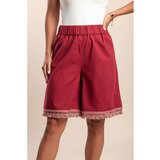 Fenzy Kratke Hlače Od Mješavine Pamuka I Lana, Boje Bordo | shoptok.hr