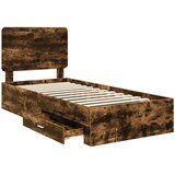  Krevetna konstrukcija s ladicama Dimljeni hrast 100 x 200 cm Smeđa 203 x 103 x 100 cm | Shoptok.si
