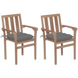 Maison Chic Vrtni stoli - Stol za vrt 2 kosa s sivimi blazinami trdna tikovina JS1285, (21877656) | Shoptok.si
