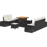 vidaXL 8 komada vrtni sofa set s jastučićima crni poliratan akacija | shoptok.hr