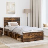  Krevetna konstrukcija s uzglavljem Dimljeni hrast 90 x 200 cm | shoptok.hr