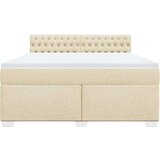 vidaXL Box spring postelja z vzmetnico krem 180x200 cm blago | Shoptok.si