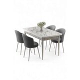 Hanah home Rasklopivi trpezarijski sto i stolice (5 delova) Asfel White Marble Grey | Eponuda.com