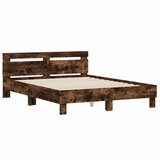  The Living Store Posteljni okvir z vzglavjem dimljen hrast 140x190 cm inž. les - Posteljni Okvir, (21531766) | Shoptok.si