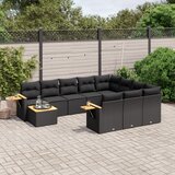 Maison Chic Seti vrtnega pohištva - Vrtna garnitura - Vrtni pohištvo set 11-delna z blazinami črn poli ratan, (21816247) | Shoptok.si