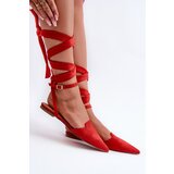 Boto Lace-up ballerina flats in red faux suede with pointed toes Ellesara | shoptok.hr