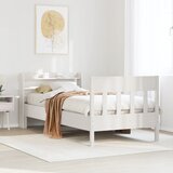 vidaXL Posteljni okvir brez vzmetnice bel 75x190 cm trdna borovina Cene
