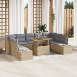 vidaXL Vrtni set sofa Set od 10 komada Bež, siva Ratan, poliester | shoptok.hr