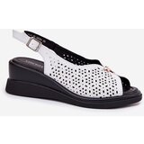 VINCEZA Leather Perforated Women's Sandals On Wedge | Shoptok.si