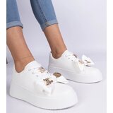 D/CEO marka niezdefiniowana White women's sneakers decorated with a teddy bear Milonel | Shoptok.si