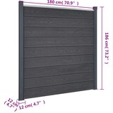  Set panela za ogradu sivi 180 x 186 cm WPC | shoptok.hr