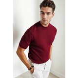 Dewberry 33307 Mens Crew Neck Short Sleeve Thin Knit Sweater-BORDEAUX | shoptok.hr