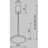 MAYTONI P076PL-L12W3K-B - led luster na sajli plato LED/12W/230V 3000K crna | Eponuda.com