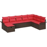  Vrtna sedežna garnitura 8 pcs Rjava in rdeča poli ratan, (5000135475) | Shoptok.si