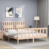  Posteljni okvir z vzglavjem 160x200 cm trden les | Shoptok.si