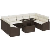 vidaXL 10-dijelni vrtni kauč set s jastučićima smeđi poli ratan | shoptok.hr