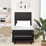 Box Škatlast postelja z blazino in klopjo Črna 100x200 cm Žamet | Shoptok.si