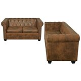 vidaXL Chesterfield Dvosjed i Trosjed Komplet Smeđi | shoptok.hr