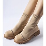 Gemre Brown sock boots with rhinestones Vail | Shoptok.si