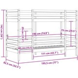 vidaXL Krevet na kat 75 x 190 cm od masivne borovine | shoptok.hr