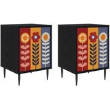  Noćni ormar ESSEN 2 kom. Crni hrast 36 x 33 x 51 cm - Uzorak suncokreta 2 | shoptok.hr