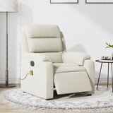 vidaXL Električni masažni naslanjač krem žamet | Shoptok.si