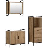  Set ormarića za kupaonicu 3 kom. Hrast artisan - Hrast artisan Kupaonski ormarić (2 vrata) + viseći ormarić + kupaonski ormar | shoptok.hr