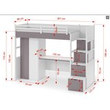 Molarem Home Drveni dječji krevet na kat Tristan sa stepenicama i ormarom - bijeli - 200x90 cm - Bez madraca | shoptok.hr