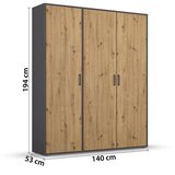 Rauch Möbel OMARA S KLASIČNIMI VRATI, siva, hrast artisan | Shoptok.si
