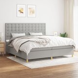 vidaXL Krevet s oprugama i madracem svjetlosivi 200 x 200cm od tkanine | shoptok.hr