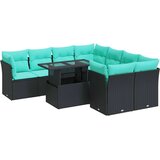  Vrtna garnitura - 9-dijelni set vrtnih sofa s jastucima crni od poliratana bagrem - Crna sa spremištem 1 | shoptok.hr
