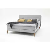 Meise Möbel svetlo siva oblazinjena zakonska postelja z vzmetnico Massello, 160 x 200 cm