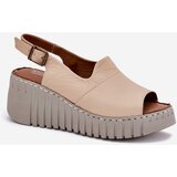 ARTIKER Women's Sandals Made Of Natural Leather On Wedge Beige | ePonuda.com