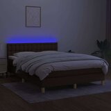  Box spring postelja z vzmetnico LED temno rjava 140x1 | Shoptok.si