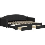  The Living Store Izvlečna dnevna postelja s predali črna 80x200 cm blago - Izvlečna Dnevna Postelja, (21496716) | Shoptok.si