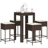  The Living Store Vrtna barska garnitura 5-delna z blazinami rjav poli ratan - Vrtna Barska Garnitura, (21474775) | Shoptok.si