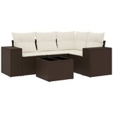  5-dijelni set vrtnih sofa s jastucima poliratan smeđi | shoptok.hr
