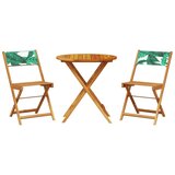 vidaXL 3-dijelni bistro set od tkanine i masivnog drva uzorkom lišća | shoptok.hr