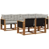 vidaXL Zunanja garnitura za sedenje 7 pcs Naravna in svetlo siva, (5000281628) | Shoptok.si
