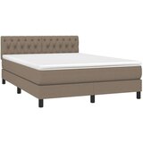  Box spring postelja z vzmetnico LED taupe 140x200 cm blago, (20900399) | Shoptok.si