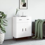 vidaXL Komoda visok sijaj bela 69,5x34x90 cm inženirski les | Shoptok.si