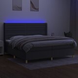  Krevet box spring s madracem LED tamnosivi 200x200 cm tkanina | shoptok.hr