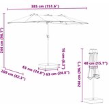  Vrtni suncobran Crna 385 x 209 x 244 cm Poliester i čelik | shoptok.hr