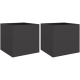 Maison Chic Cvetlično korito - Cvetlični Lonec 2 kosa črno 42x40x39 cm jeklo, (21790063) | Shoptok.si