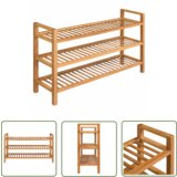 The Living Store Stojalo za čevlje s 3 policami 100x27x60 cm trdna hrastovina - Stojalo Za Čevlje, (21744572) | Shoptok.si