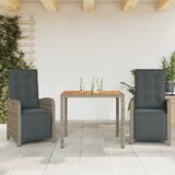  3-dijelni bistro set od poliratana s jastucima sivi Siva 90 cm table length | Shoptok.si