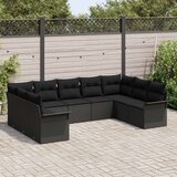 Set od 9 komada vrtnog kauča s jastučićima Crni poli ratan | shoptok.hr